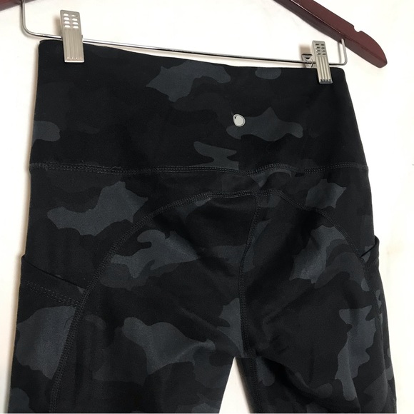 Yogalicious Lux Black Camo High Waist Stash Pockets Ankle Leggings Womens Sz S - Picture 7 of 10